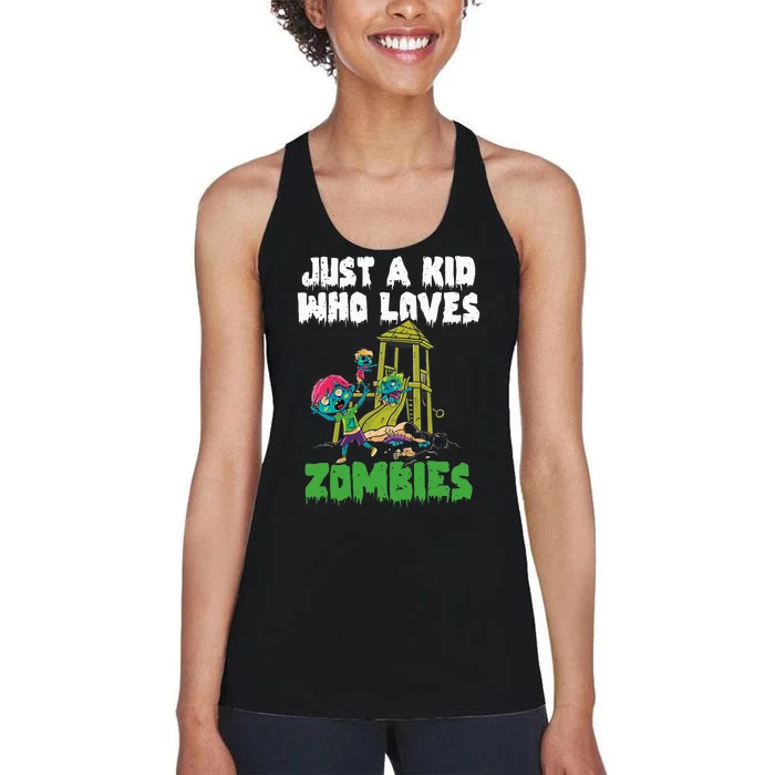 Just A Who Loves Zombies Halloween Zombie Enthusiast Women's Racerback Tank