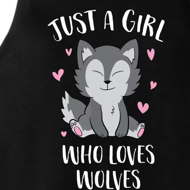 Just A Who Loves Wolves Cute Wolf Ladies Tri-Blend Wicking Tank