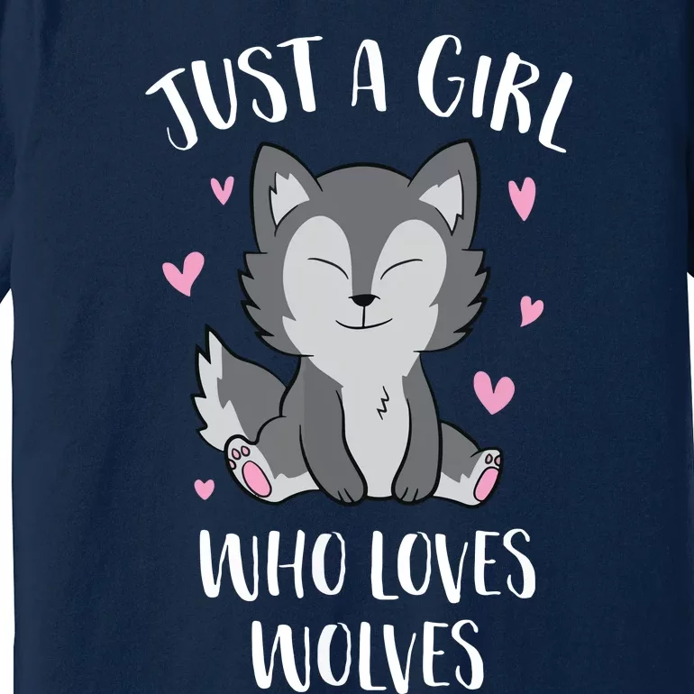 Just A Who Loves Wolves Cute Wolf Premium T-Shirt