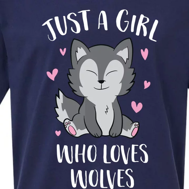 Just A Who Loves Wolves Cute Wolf Sueded Cloud Jersey T-Shirt