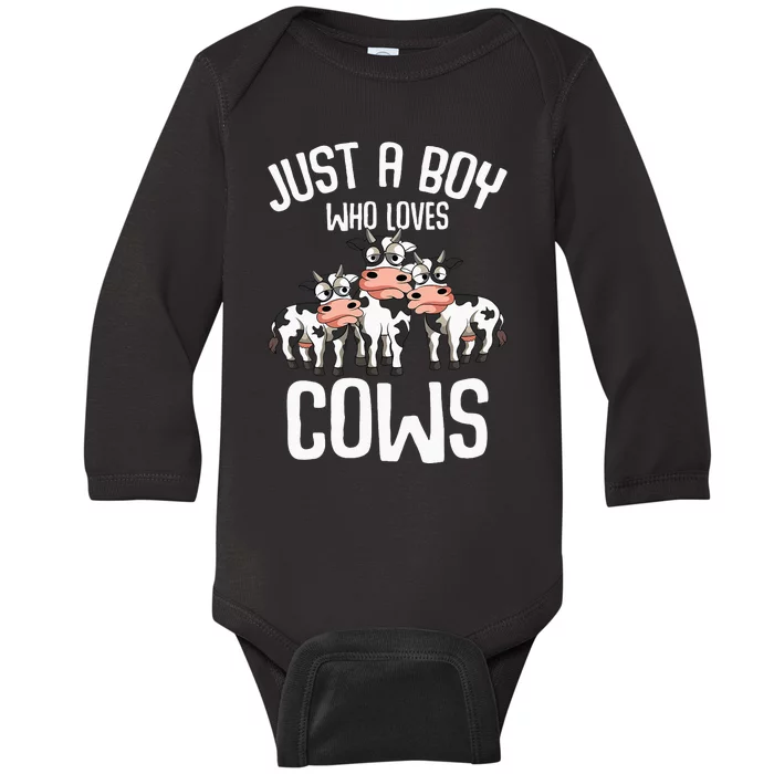 Just A  Who Loves Cows Baby Long Sleeve Bodysuit