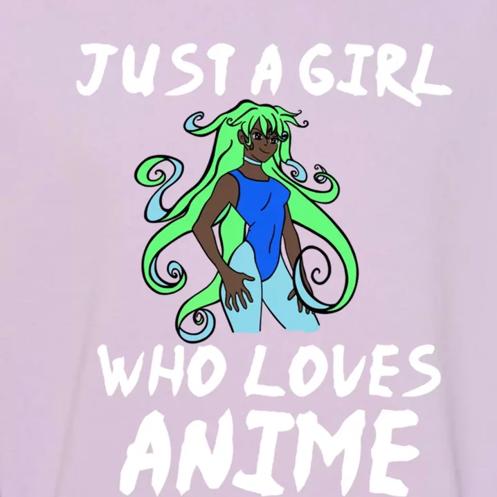 Just A Who Loves Anime African American Funny Gift Meaningful Gift Garment-Dyed Sweatshirt