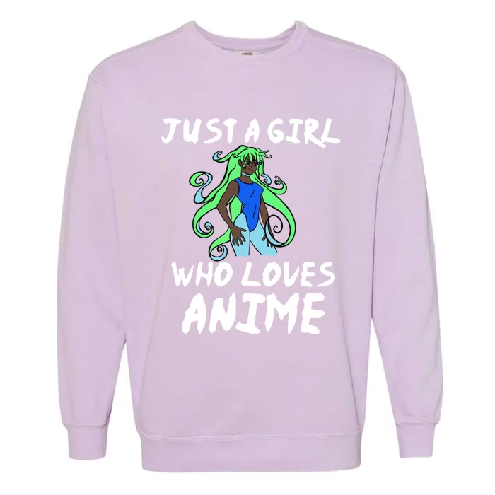 Just A Who Loves Anime African American Funny Gift Meaningful Gift Garment-Dyed Sweatshirt