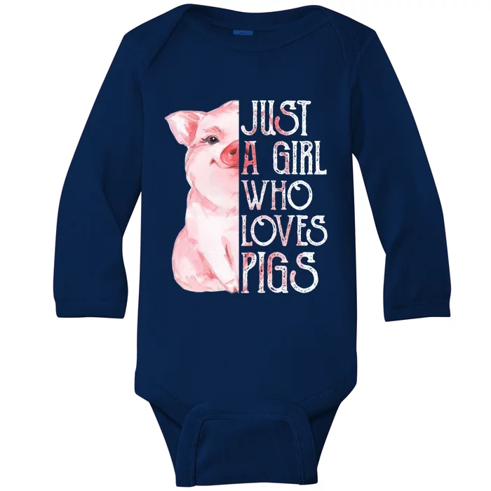 Just A Who Loves Pigs Funny Pig Farmer Gift Gift Baby Long Sleeve Bodysuit