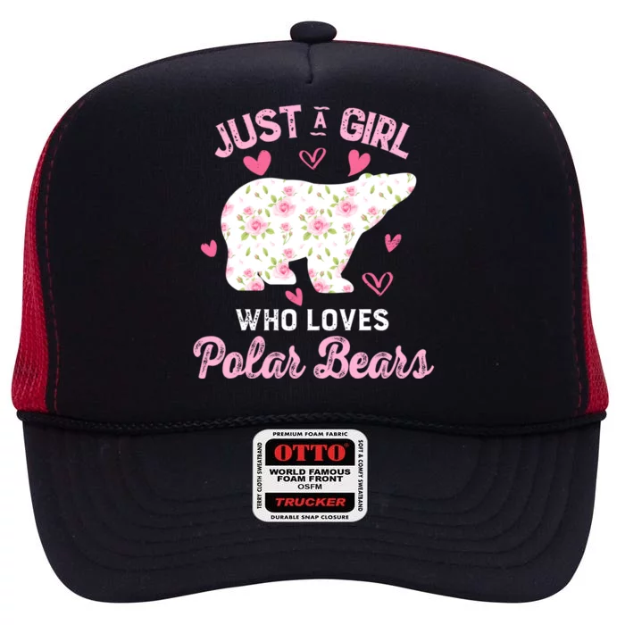 Just A Who Loves Polar Bears Great Gift Bear Silhouette Gift High Crown Mesh Trucker Hat