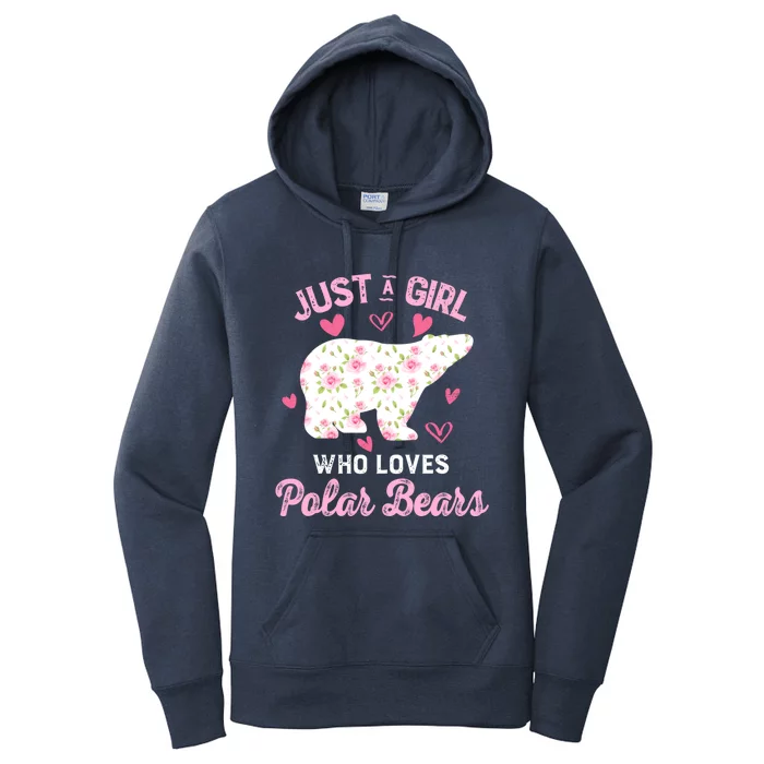 Just A Who Loves Polar Bears Great Gift Bear Silhouette Gift Women's Pullover Hoodie