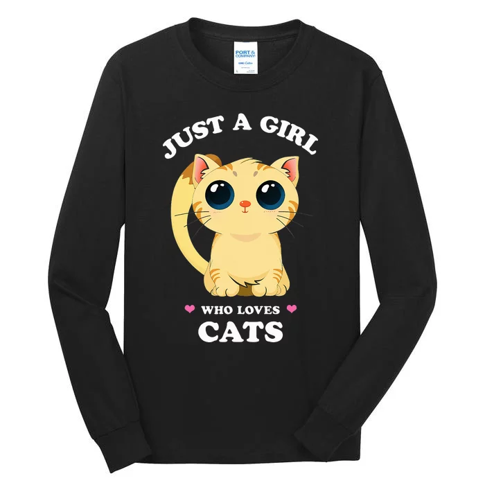 Just a  who Loves Cats Funny Spirit Animal Anime Kitten Tall Long Sleeve T-Shirt