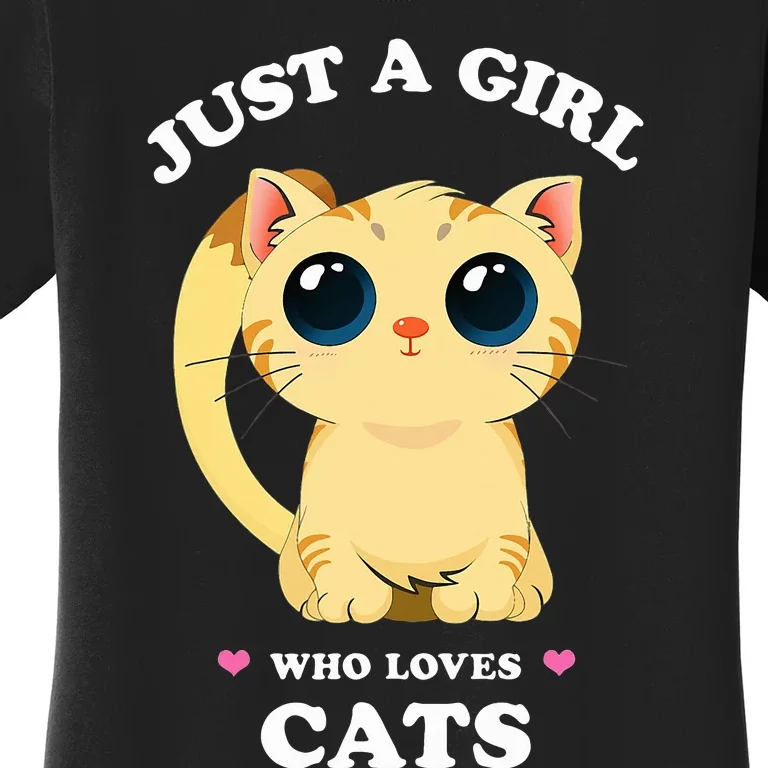 Just a  who Loves Cats Funny Spirit Animal Anime Kitten Women's T-Shirt