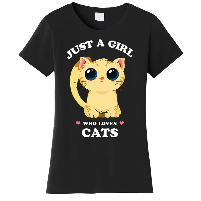 Just a  who Loves Cats Funny Spirit Animal Anime Kitten Women's T-Shirt