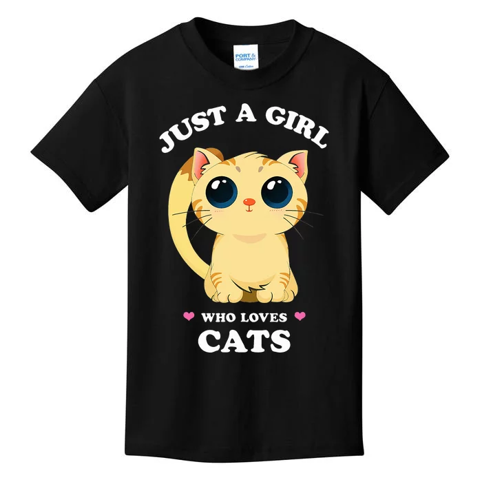 Just a  who Loves Cats Funny Spirit Animal Anime Kitten Kids T-Shirt