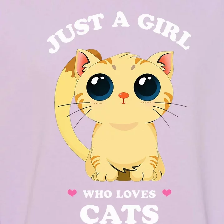 Just a  who Loves Cats Funny Spirit Animal Anime Kitten Garment-Dyed Sweatshirt