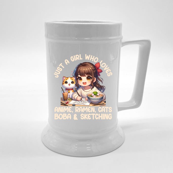 Just A Who Loves Anime Ra Cats Boba And Sketching Gift Front & Back Beer Stein