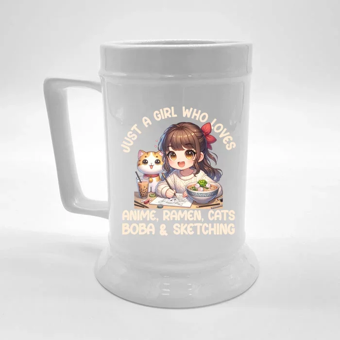 Just A Who Loves Anime Ra Cats Boba And Sketching Gift Front & Back Beer Stein