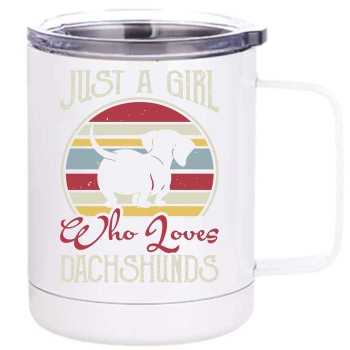 Just A Who Loves Dachshunds Dackel Teckel Gift Front & Back 12oz Stainless Steel Tumbler Cup