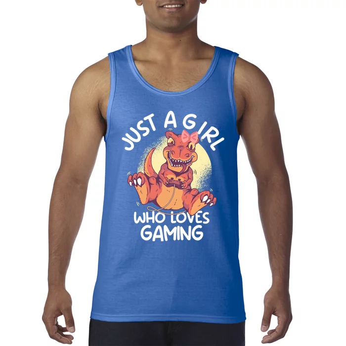 Just A Who Loves Gaming Video Game T Rex Gamer Great Gift Tank Top