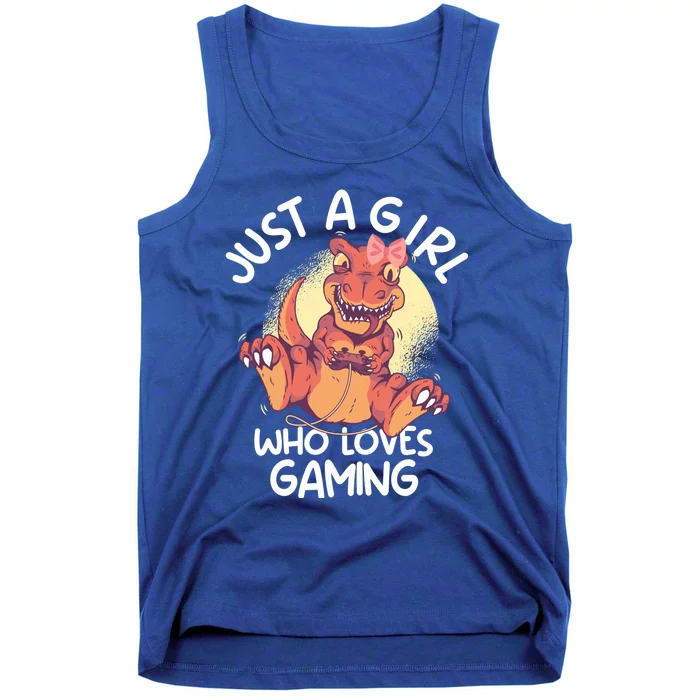 Just A Who Loves Gaming Video Game T Rex Gamer Great Gift Tank Top