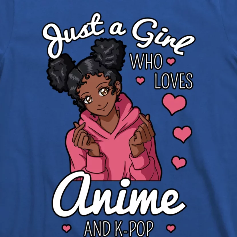 Just A Who Loves Anime And Kpop African American Afro Gift T-Shirt