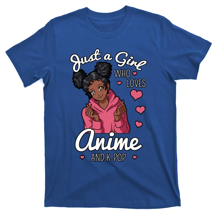 Just A Who Loves Anime And Kpop African American Afro Gift T-Shirt