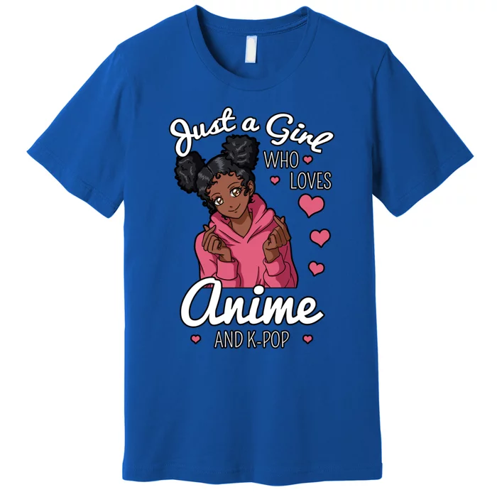 Just A Who Loves Anime And Kpop African American Afro Gift Premium T-Shirt