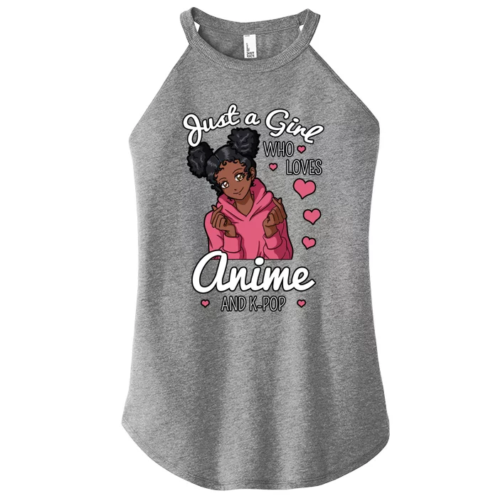 Just A Who Loves Anime And Kpop African American Afro Gift Women’s Perfect Tri Rocker Tank