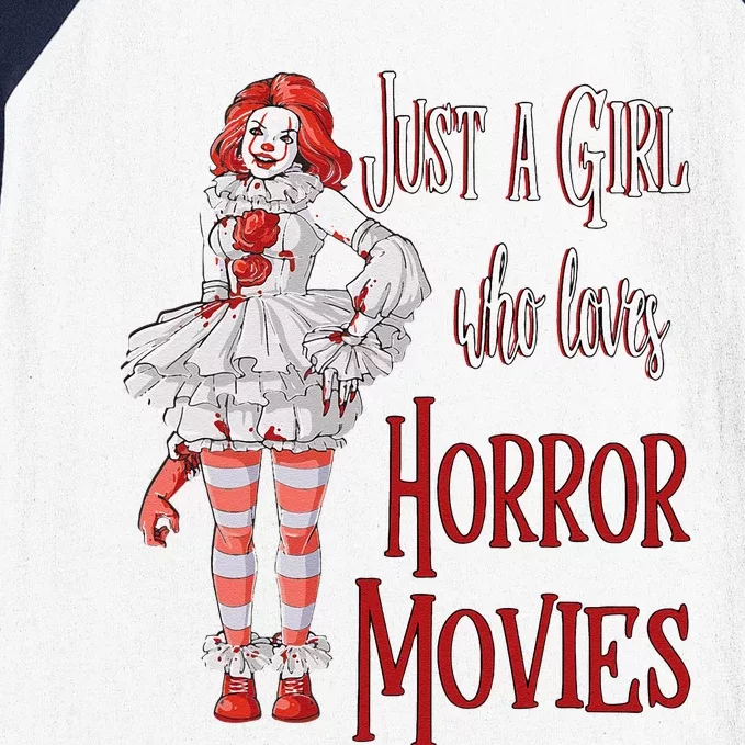 Just A Who Loves Horror Movies Clown Halloween Baseball Sleeve Shirt