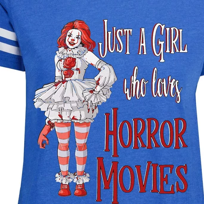 Just A Who Loves Horror Movies Clown Halloween Enza Ladies Jersey Football T-Shirt