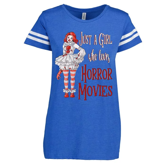 Just A Who Loves Horror Movies Clown Halloween Enza Ladies Jersey Football T-Shirt