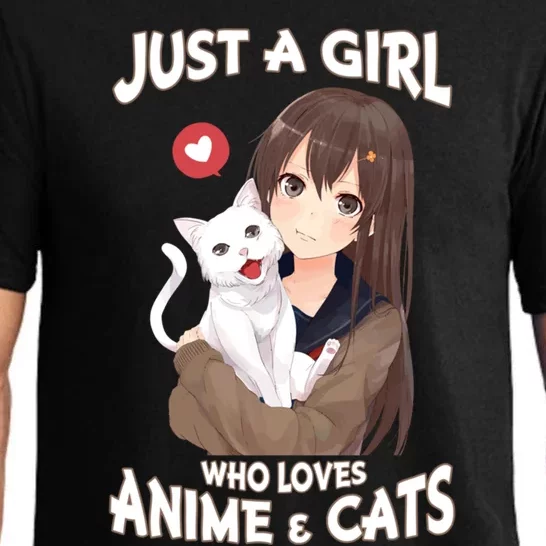 Just A Who Loves Anime And Cats Cute Funny Gift For N Gift Pajama Set