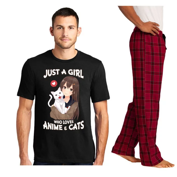 Just A Who Loves Anime And Cats Cute Funny Gift For N Gift Pajama Set