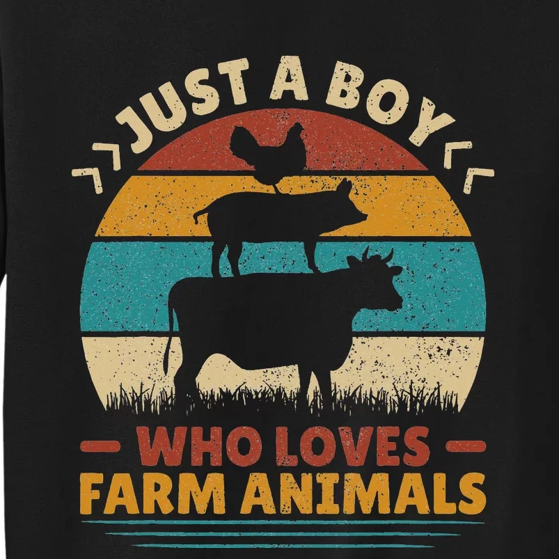 Just A Who Loves Farm Animals Lover Funny Tall Sweatshirt