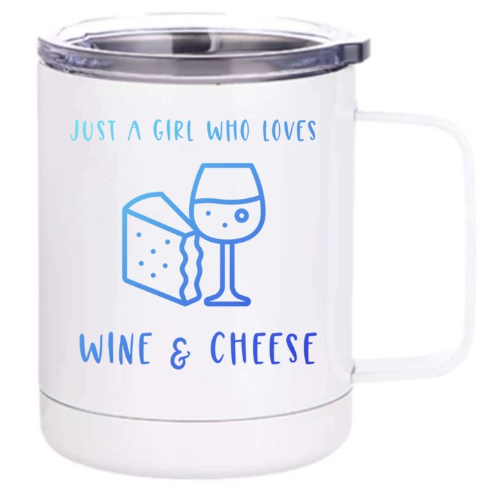 Just A Who Loves Wine And Cheese Charcuterie Foodie Cute Gift Front & Back 12oz Stainless Steel Tumbler Cup