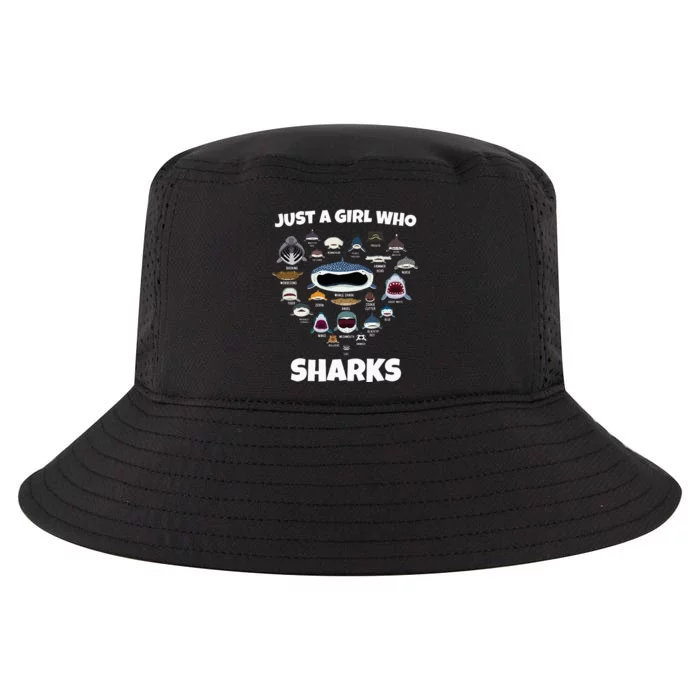 Just A Who Loves Sharks Shark Faces Shark Cool Comfort Performance Bucket Hat