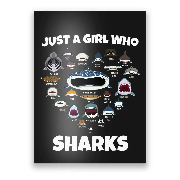 Just A Who Loves Sharks Shark Faces Shark Poster