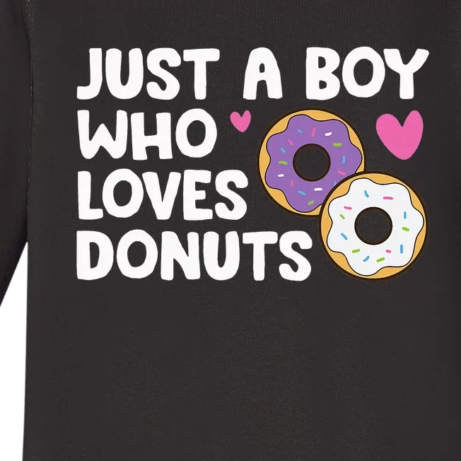 Just a  Who Loves Donuts Baby Long Sleeve Bodysuit