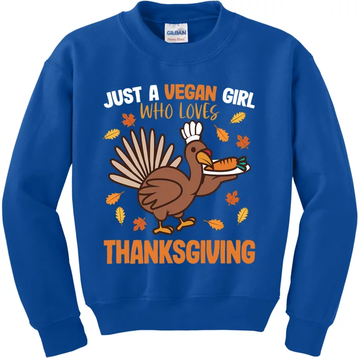 Just A Who Loves Vegan Thanksgiving Fall Autumn Gift Cute Gift Kids Sweatshirt