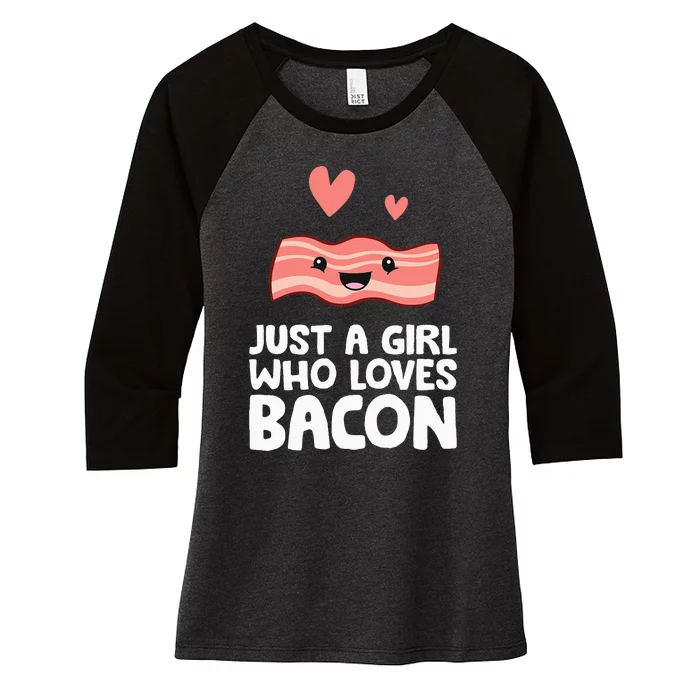 Just A Who Loves Bacon Women's Tri-Blend 3/4-Sleeve Raglan Shirt