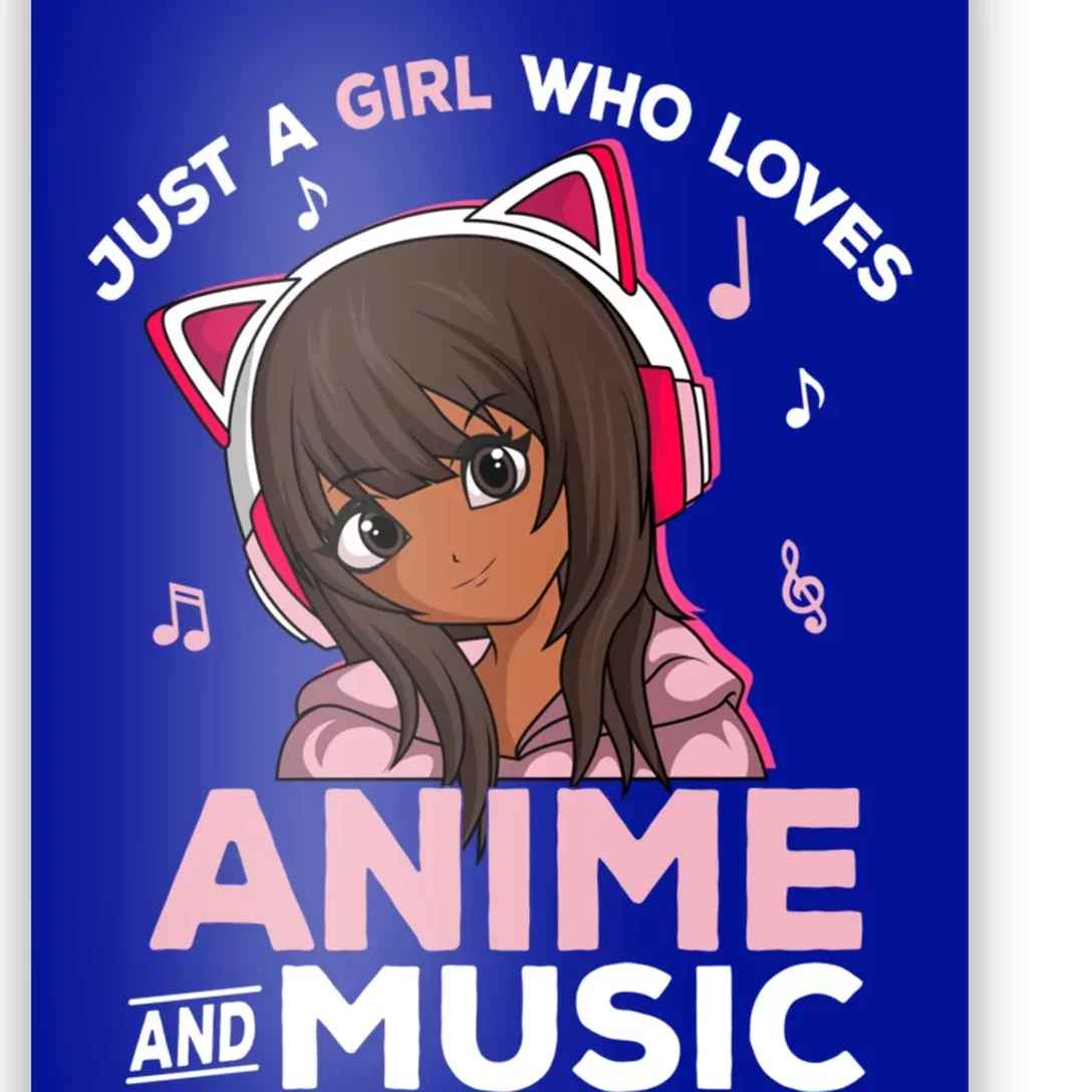 Just A Who Loves Anime And Music Black Anime Merch Meaningful Gift Poster