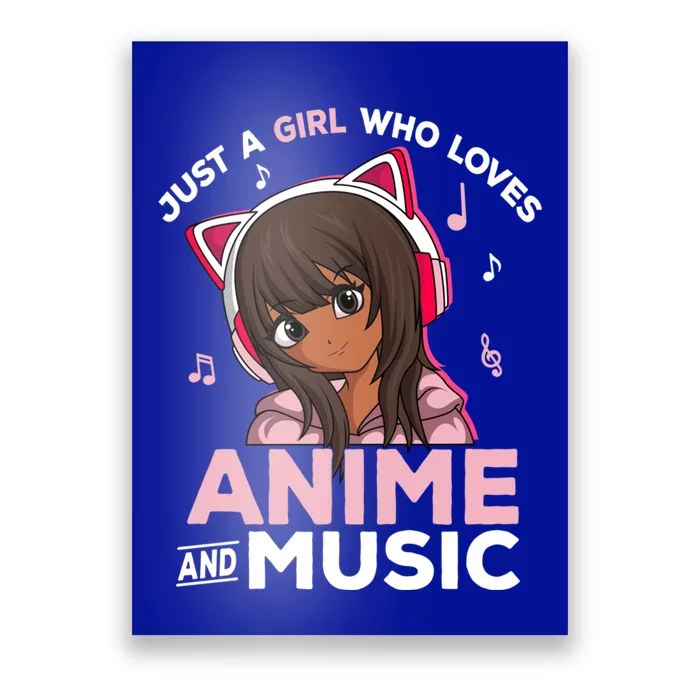 Just A Who Loves Anime And Music Black Anime Merch Meaningful Gift Poster