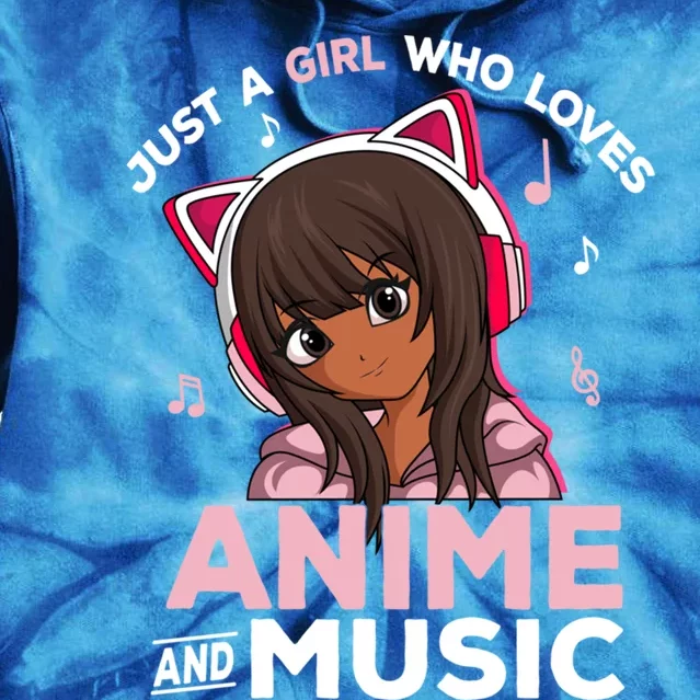 Just A Who Loves Anime And Music Black Anime Merch Meaningful Gift Tie Dye Hoodie