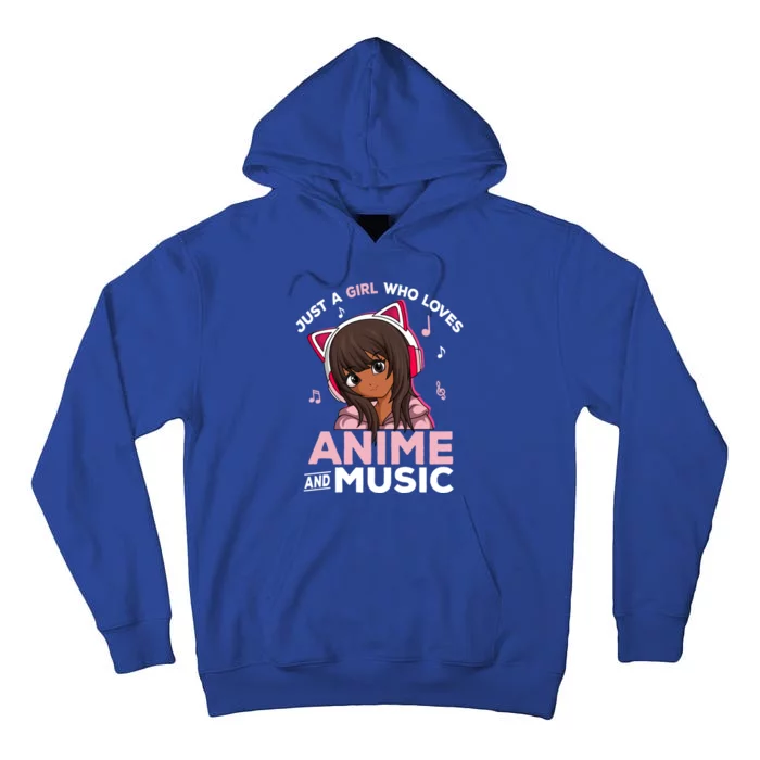 Just A Who Loves Anime And Music Black Anime Merch Meaningful Gift Tall Hoodie