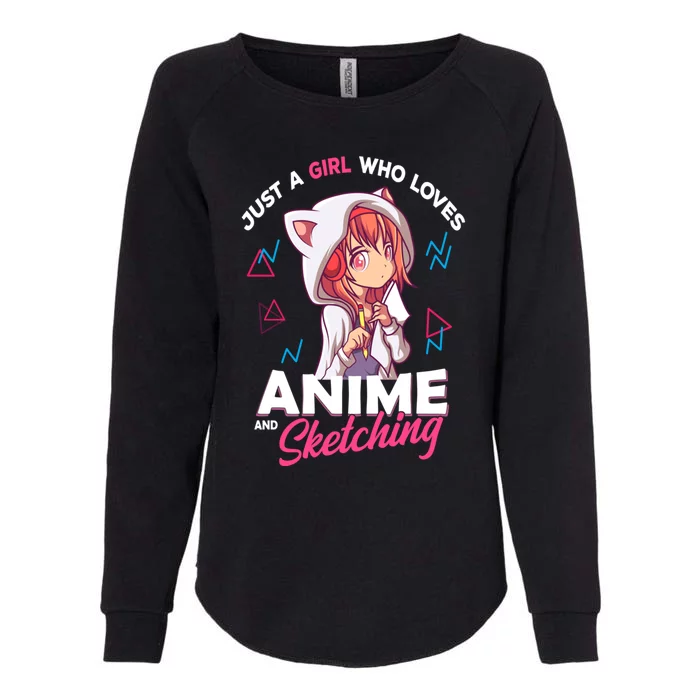 Just A Who Loves Anime And Sketching Otaku Anime Merch Gift Womens California Wash Sweatshirt