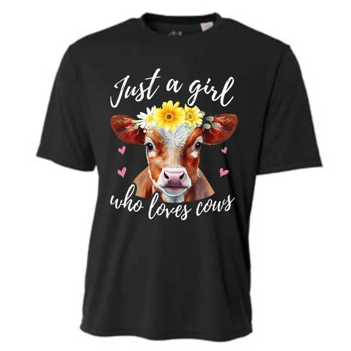 Just A Who Loves Cows Funny Farmer Cow Lover Cooling Performance Crew T-Shirt