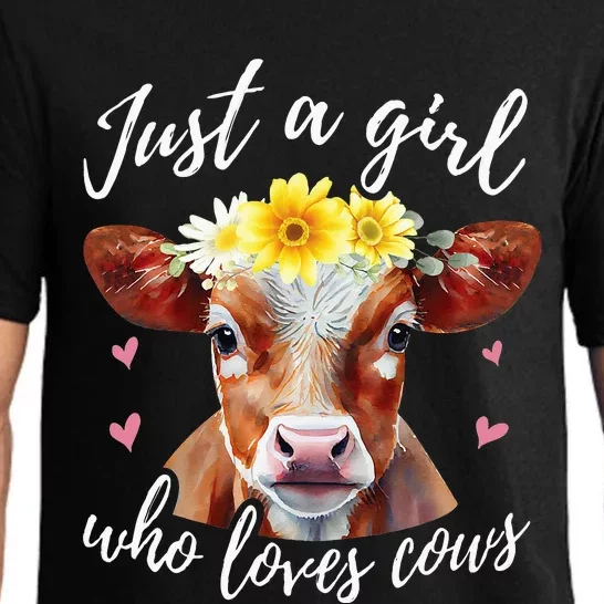 Just A Who Loves Cows Funny Farmer Cow Lover Pajama Set