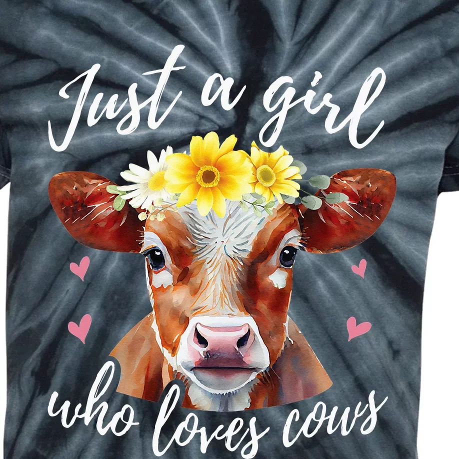 Just A Who Loves Cows Funny Farmer Cow Lover Kids Tie-Dye T-Shirt