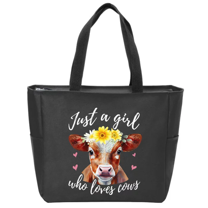 Just A Who Loves Cows Funny Farmer Cow Lover Zip Tote Bag