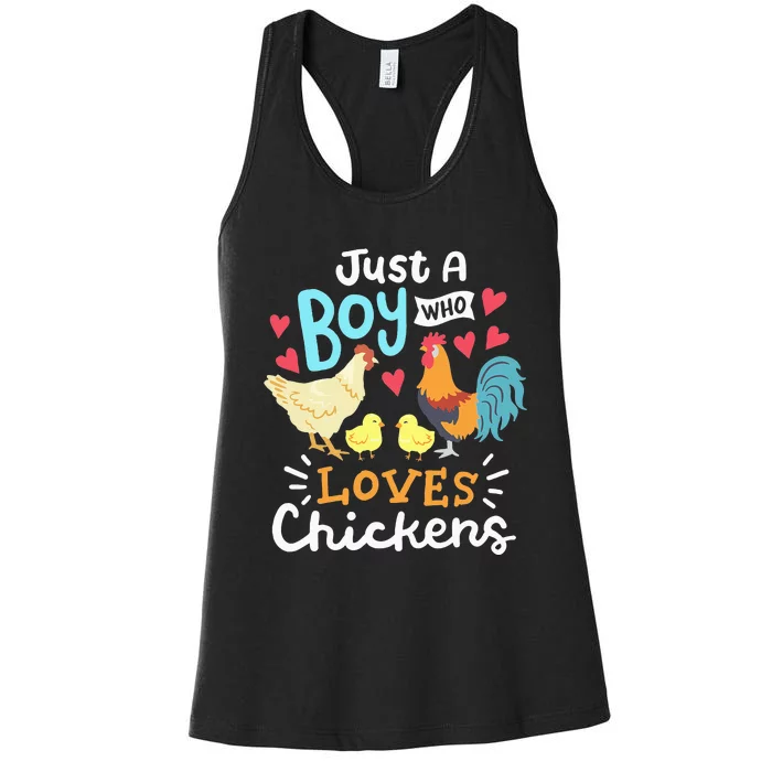 Just A Who Loves Chickens Farm Chicken Women's Racerback Tank