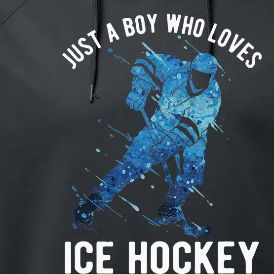 Just A  Who Loves Ice Hockey Performance Fleece Hoodie