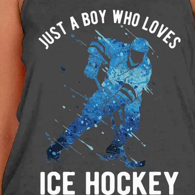 Just A  Who Loves Ice Hockey Women's Knotted Racerback Tank