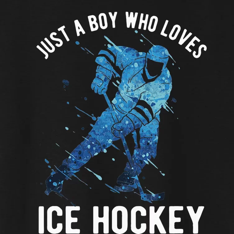 Just A  Who Loves Ice Hockey Women's Crop Top Tee