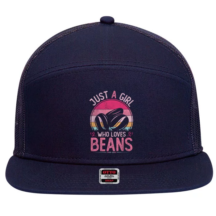 Just A Who Loves Beans Vintage Beans Gift 7 Panel Mesh Trucker Snapback Hat